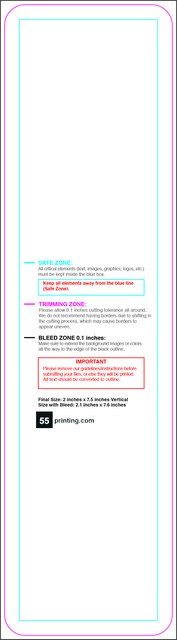 Bookmark 2inx7.5in V Round Front guideline preview