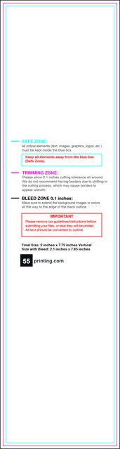 Bookmark 2inx7.75in V Front guideline preview