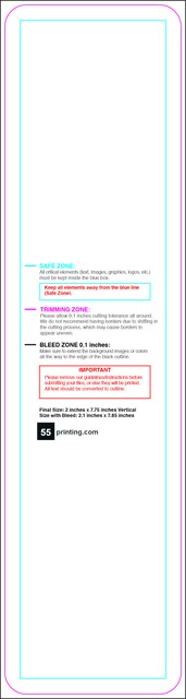 Bookmark 2inx7.75in V Round Front guideline preview