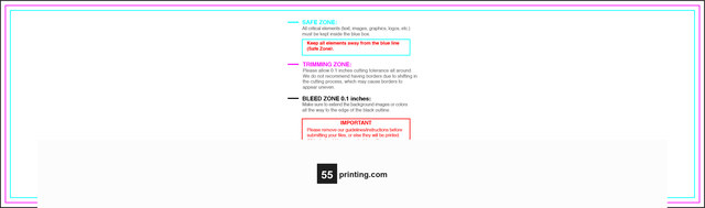 55printing Bookmark 2inx7in H Download Template Guideline - Bookmarks