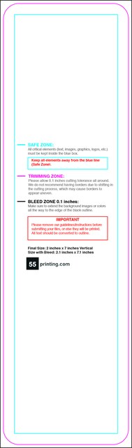 Bookmark 2inx7in V Round Front guideline preview
