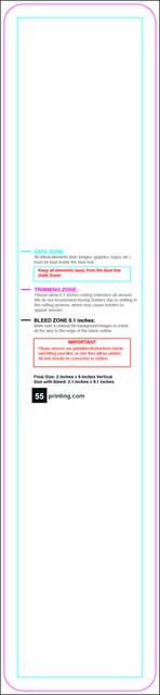 Bookmark 2inx9in V Round Front guideline preview