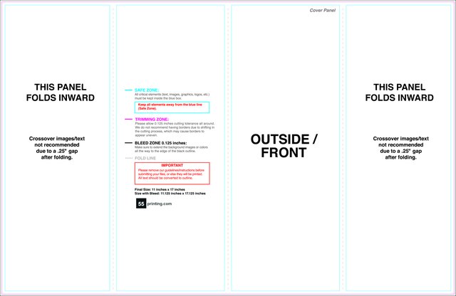 Brochure 11inx17in Closedgatefold Outside guideline preview