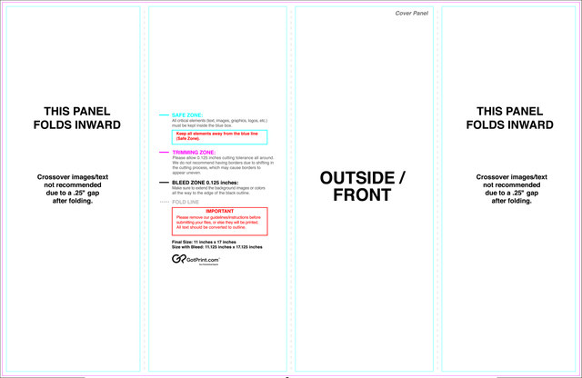 55printing Brochure 11inx17in Closedgatefold Download Template Guideline - Brochures