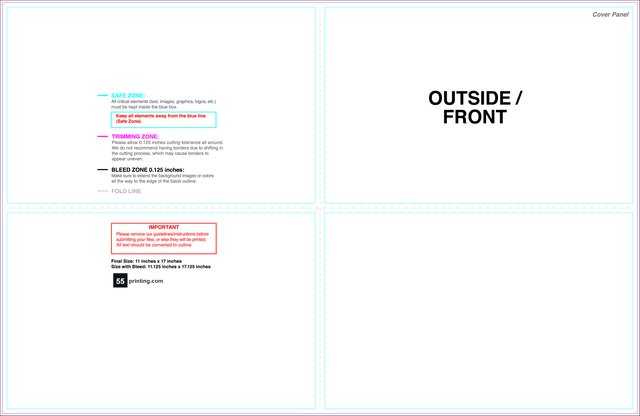 Brochure 11inx17in Halffold Then Half 8.5x5.5 Outside guideline preview