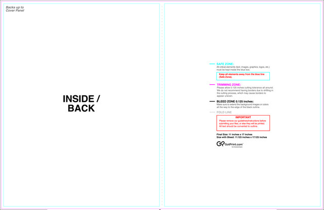 55printing Brochure 11inx17in Halffold Download Template Guideline - Brochures