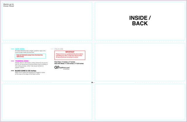 Brochure 11inx17in Halffold Trifold Front guideline preview