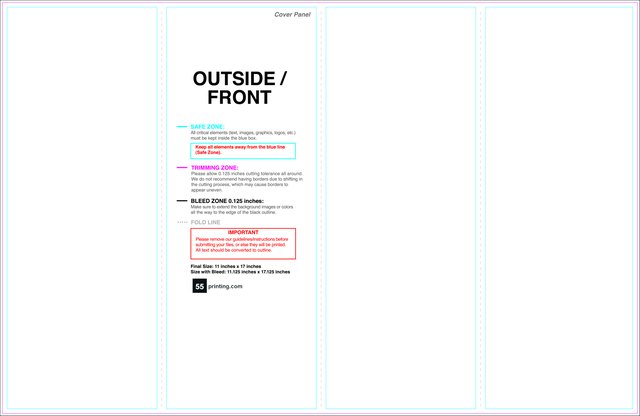 Brochure 11inx17in Reverse Parallelfold Outside guideline preview