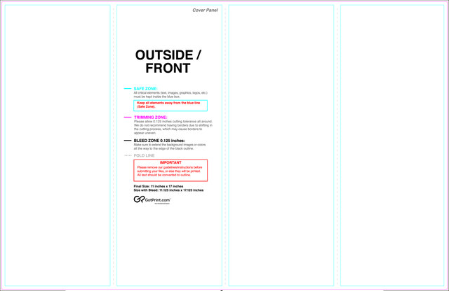 55printing Brochure 11inx17in Reverse Parallelfold Download Template Guideline - Brochures