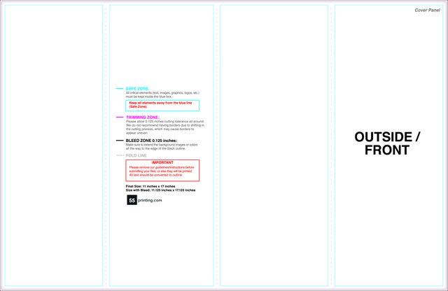 Brochure 11inx17in Rollfold Outside guideline preview