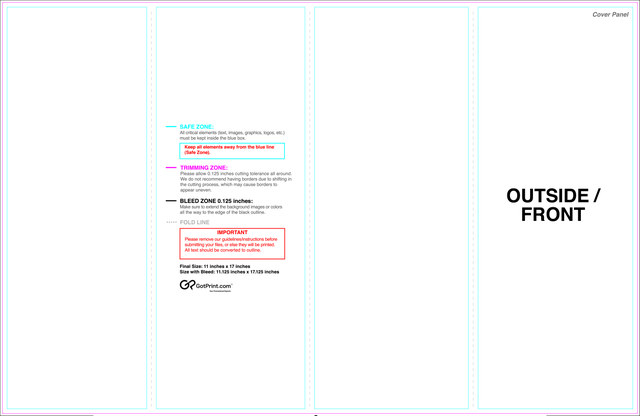 55printing Brochure 11inx17in Rollfold Download Template Guideline - Brochures
