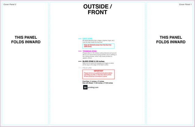 Brochure 11inx17in Singlegatefold Outside guideline preview