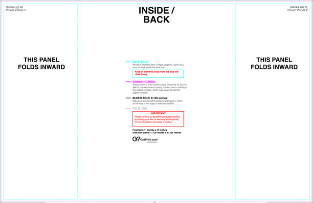 55printing Brochure 11inx17in Singlegatefold Download Template Guideline - Brochures