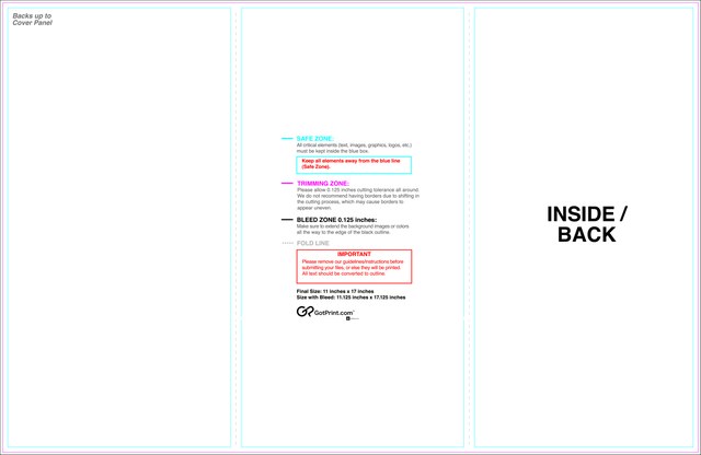 Brochure 11inx17in Trifold Front guideline preview