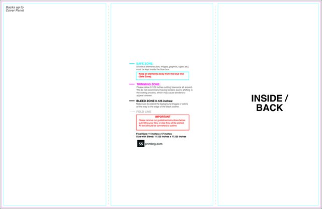 Brochure 11inx17in Trifold Inside guideline preview