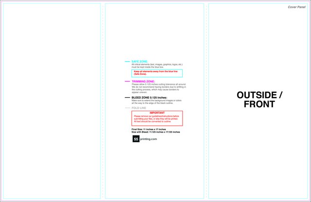 Brochure 11inx17in Trifold Outside guideline preview