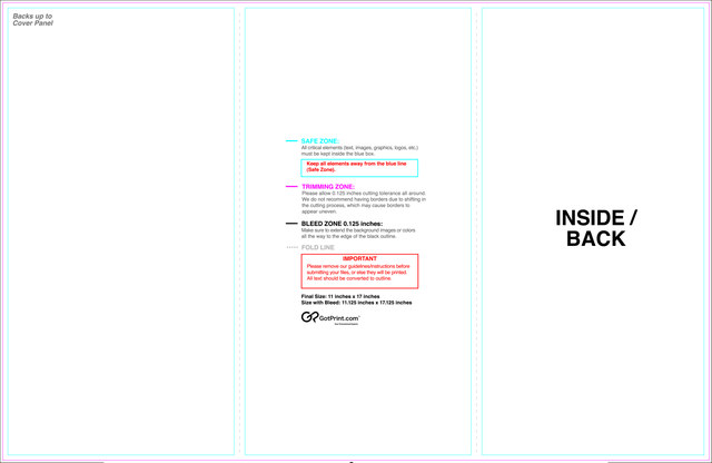 55printing Brochure 11inx17in Trifold Download Template Guideline - Brochures