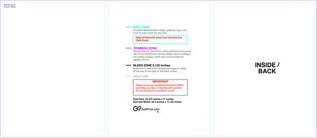 Brochure 11inx25.5in Trifold Front guideline preview