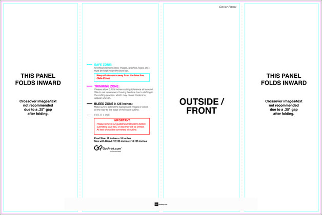 55printing Brochure 12inx18in Closedgatefold Download Template Guideline - Brochures