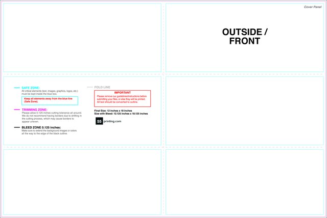 Brochure 12inx18in Half Trifold Outside guideline preview