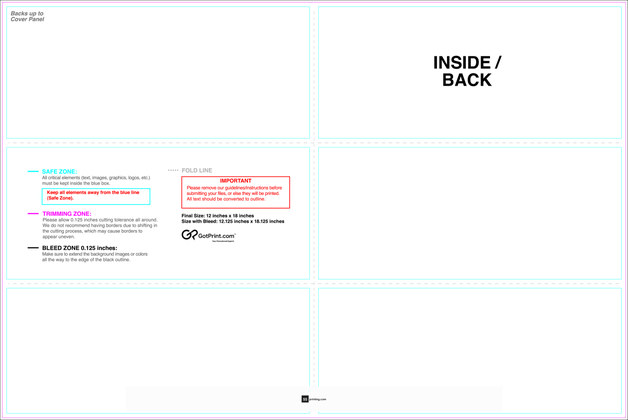 55printing Brochure 12inx18in Half Trifold Download Template Guideline - Brochures