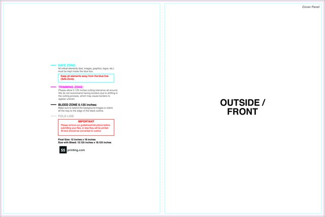 Brochure 12inx18in Halffold Outside guideline preview