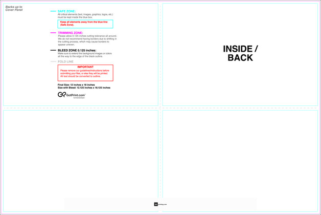 55printing Brochure 12inx18in Halffold Then Half Download Template Guideline - Brochures