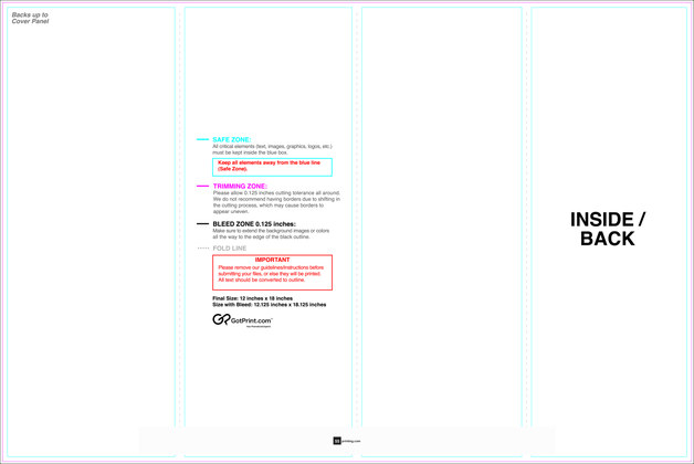 55printing Brochure 12inx18in Rollfold Download Template Guideline - Brochures