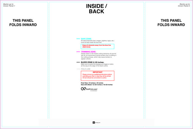 55printing Brochure 12inx18in Singlegatefold Download Template Guideline - Brochures