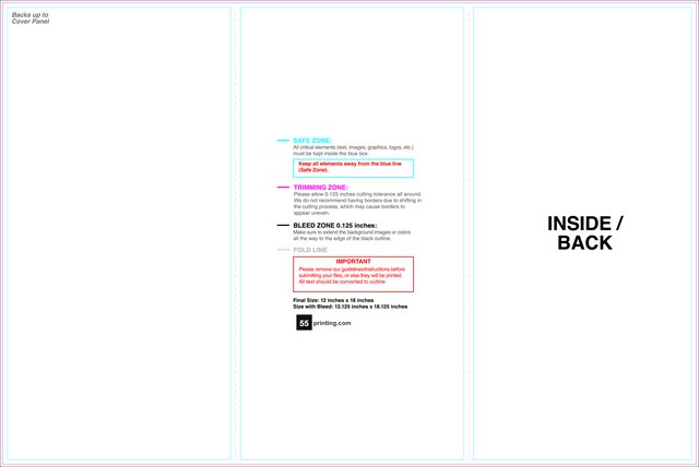 Brochure 12inx18in Trifold Inside guideline preview