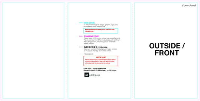 Brochure 7inx14in Trifold Outside guideline preview