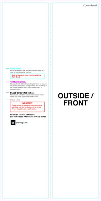 Brochure 7inx14in Vertical Halffold Outside guideline preview