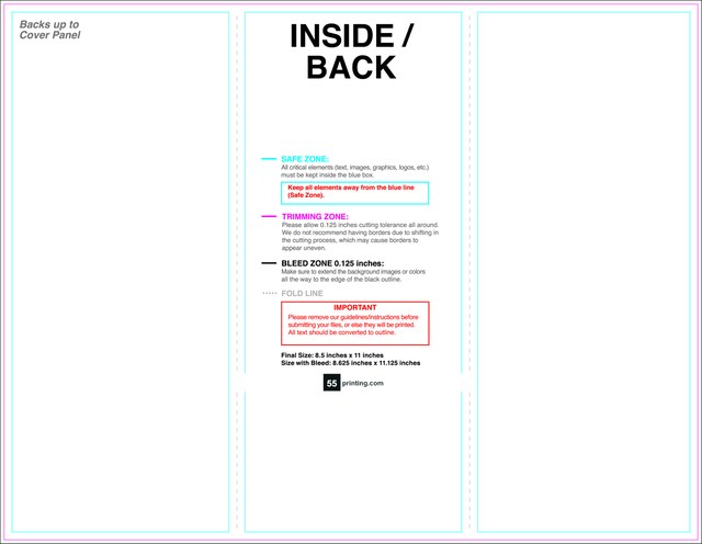 Brochure 8.5inx11in Trifold Front guideline template 8.5" × 11" JPG