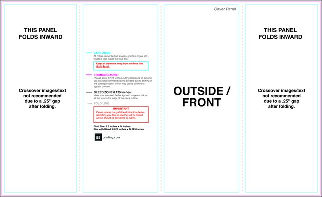 Brochure 8.5inx14in Closedgatefold Outside guideline preview