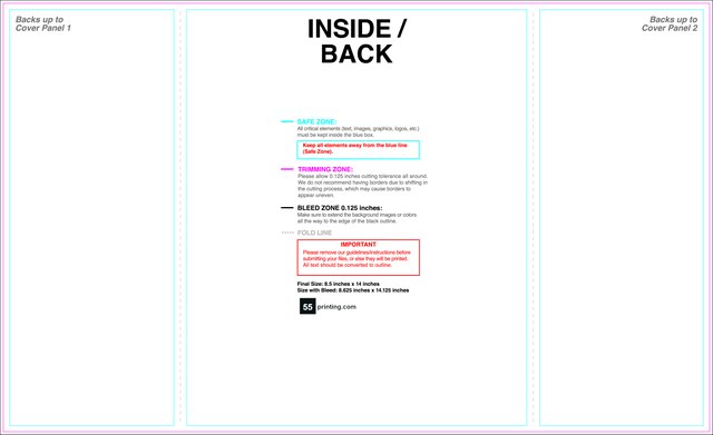 Brochure 8.5inx14in Singlegatefold Inside guideline preview
