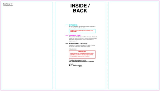 Brochure 9inx16in Trifold Front guideline preview