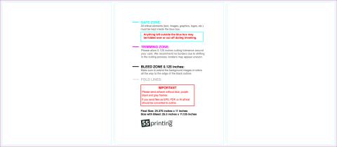 Brochure 11inx25.5in Trifold Inside guideline preview