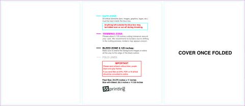 Brochure 11inx25.5in Trifold Outside guideline preview