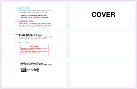 Brochure 11x17 Halffold Trifold Outside guideline preview
