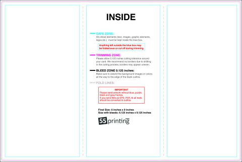 Brochure 6inx9in Trifold Inside guideline preview