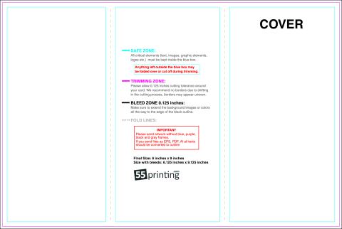 Brochure 6inx9in Trifold Outside guideline preview