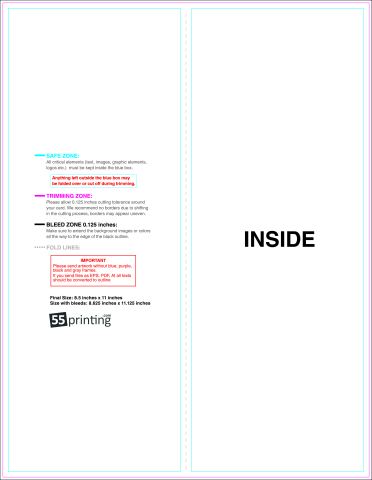 Brochure 8.5inx11in Panelfold Inside guideline preview