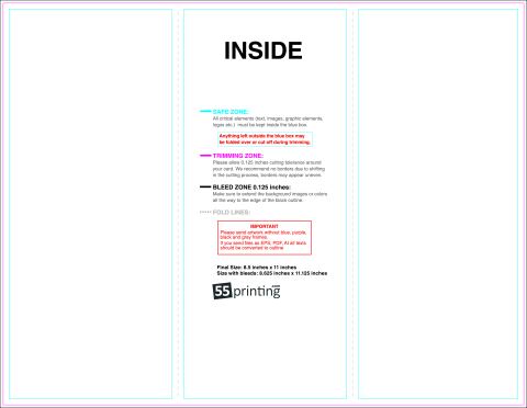 Brochure 8.5inx11in Trifold Inside guideline preview