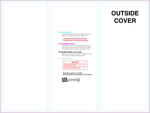 Brochure 9inx12in Trifold Outside guideline preview