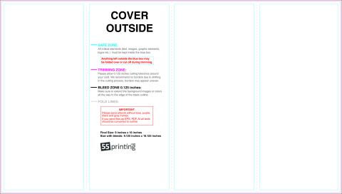 Brochure 9inx16in Reverse Parallelfold Outside guideline preview