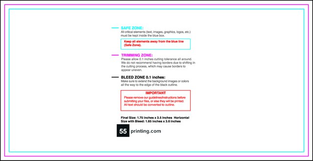Businesscard 1.75inx3.5in H Front guideline preview