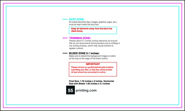 Businesscard 1.75inx3in H Front guideline preview