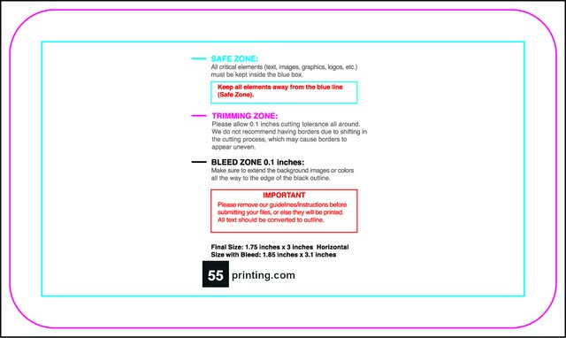 Businesscard 1.75inx3in H Round Front guideline preview