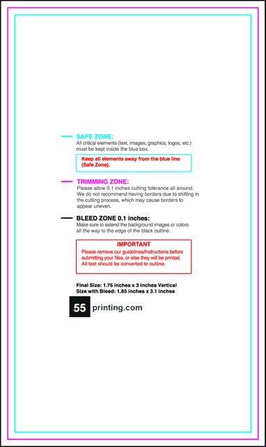 Businesscard 1.75inx3in V Front guideline preview
