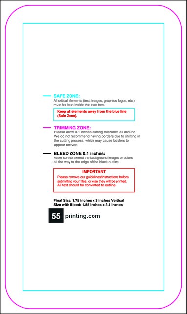 Businesscard 1.75inx3in V Round Front guideline preview